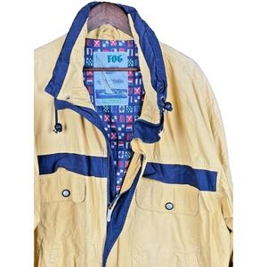 Vintage London Fog FOG Mens XL Yellow Windbreaker Jacket Nautical Flag Sailboat